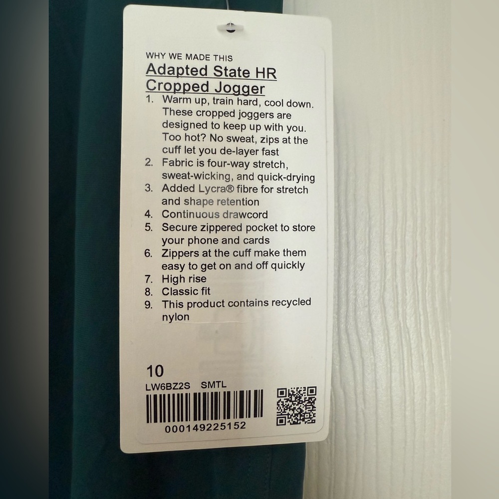 Lululemon Adapted State High-Rise Cropped Jogger - Storm Teal **NWT** - Picture 7 of 9